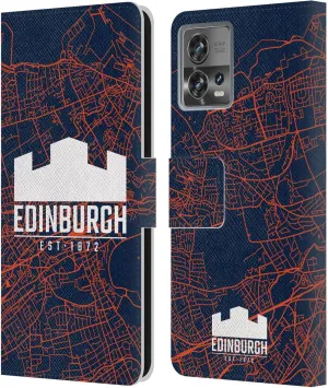 Head Case Designs Officially Licensed Edinburgh Rugby Map Graphics Leather Book Wallet Case Cover Compatible with Motorola Moto Edge 30 Fusion