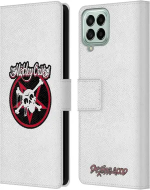 Head Case Designs Officially Licensed Motley Crue Dr. Feelgood Skull Logos Leather Book Wallet Case Cover Compatible with Samsung Galaxy M33 (2022)