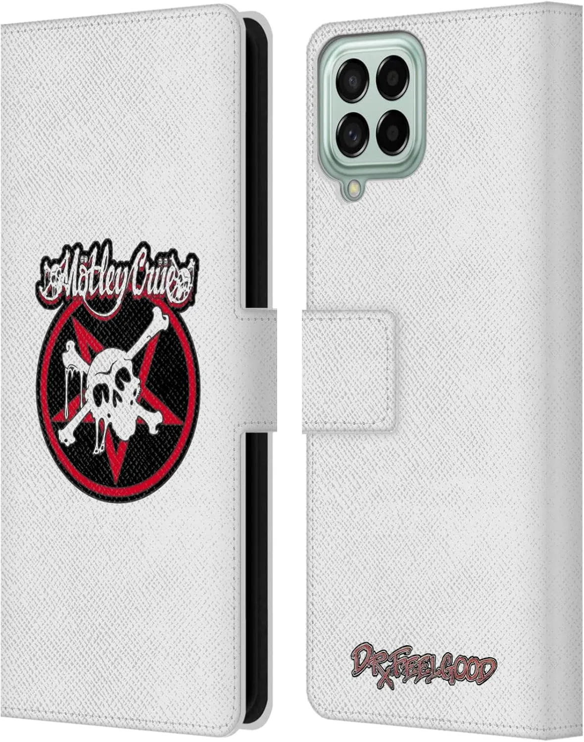 Head Case Designs Officially Licensed Motley Crue Dr. Feelgood Skull Logos Leather Book Wallet Case Cover Compatible with Samsung Galaxy M33 (2022)