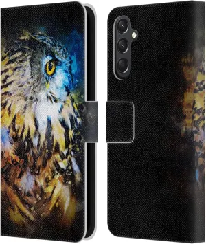 Head Case Designs Officially Licensed Riza Peker Owl Splash Animal Abstract Leather Book Wallet Case Cover Compatible with Samsung Galaxy A24 4G / Galaxy M34 5G