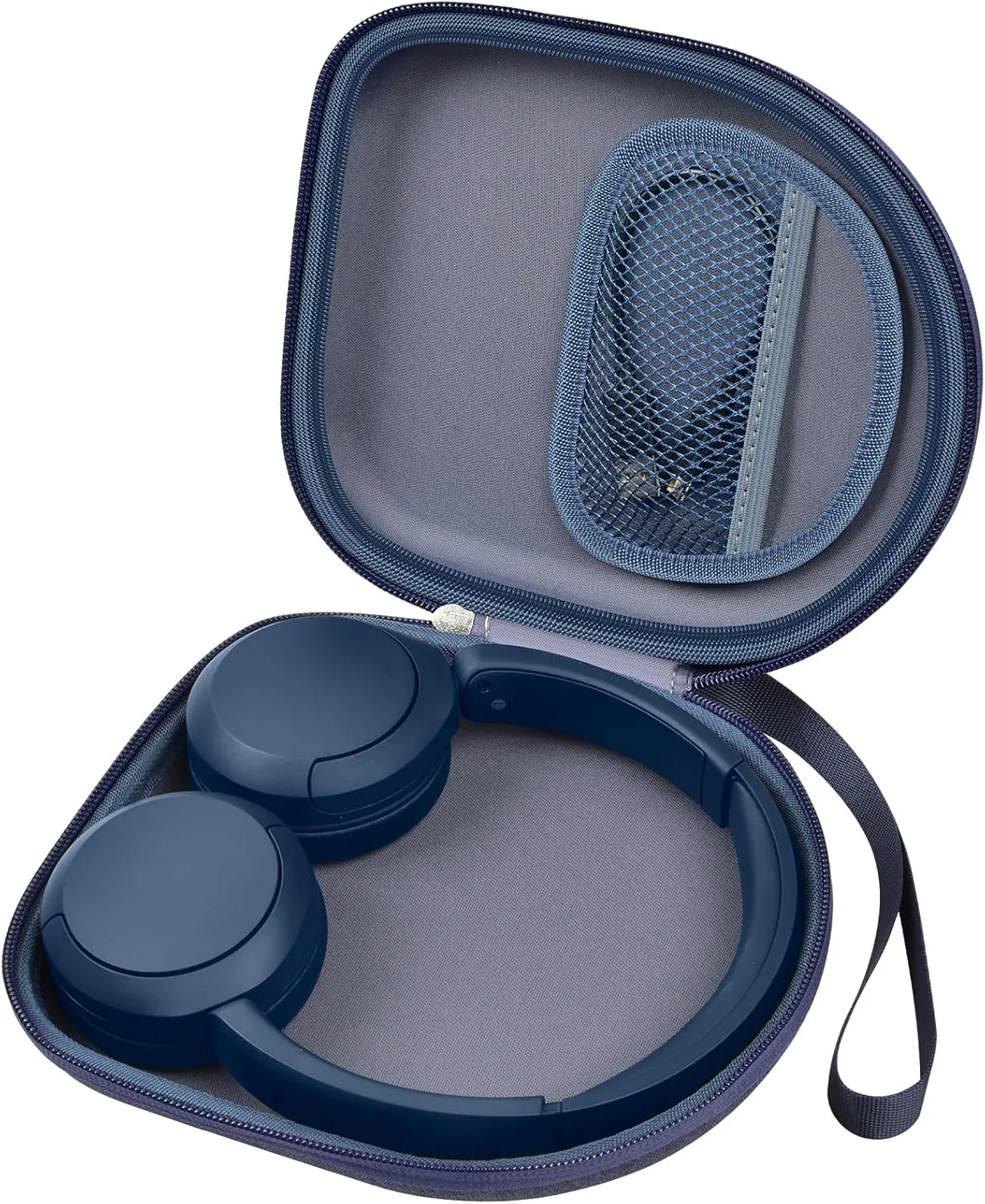 Headphone Case Compatible with Sony WH-CH520 Wireless Headphones Bluetooth On-Ear Headset with Microphone, Over Ear Noise Cancelling Earphone Bag for USB Cable for Work- Black (Box Only) (Blue)
