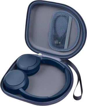 Headphone Case Compatible with Sony WH-CH520 Wireless Headphones Bluetooth On-Ear Headset with Microphone, Over Ear Noise Cancelling Earphone Bag for USB Cable for Work- Black (Box Only) (Blue)