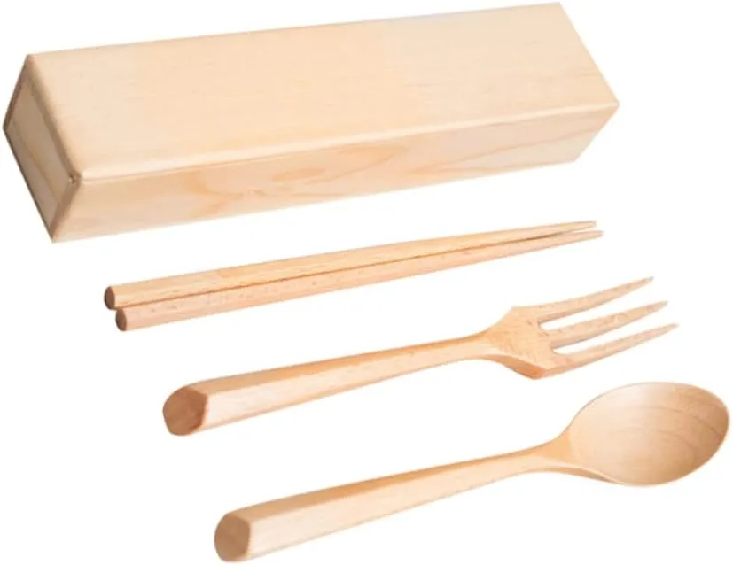 Healifty 1 Set Portable Japanese Style Set of Chopsticks Spoon Fork with Case Lightweight Tableware for Travel Office Camping and Daily Use