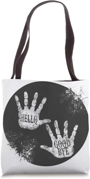 HELLO and GOODBYE Academy DAILY GREETINGS Humor Vintage Art Tote Bag