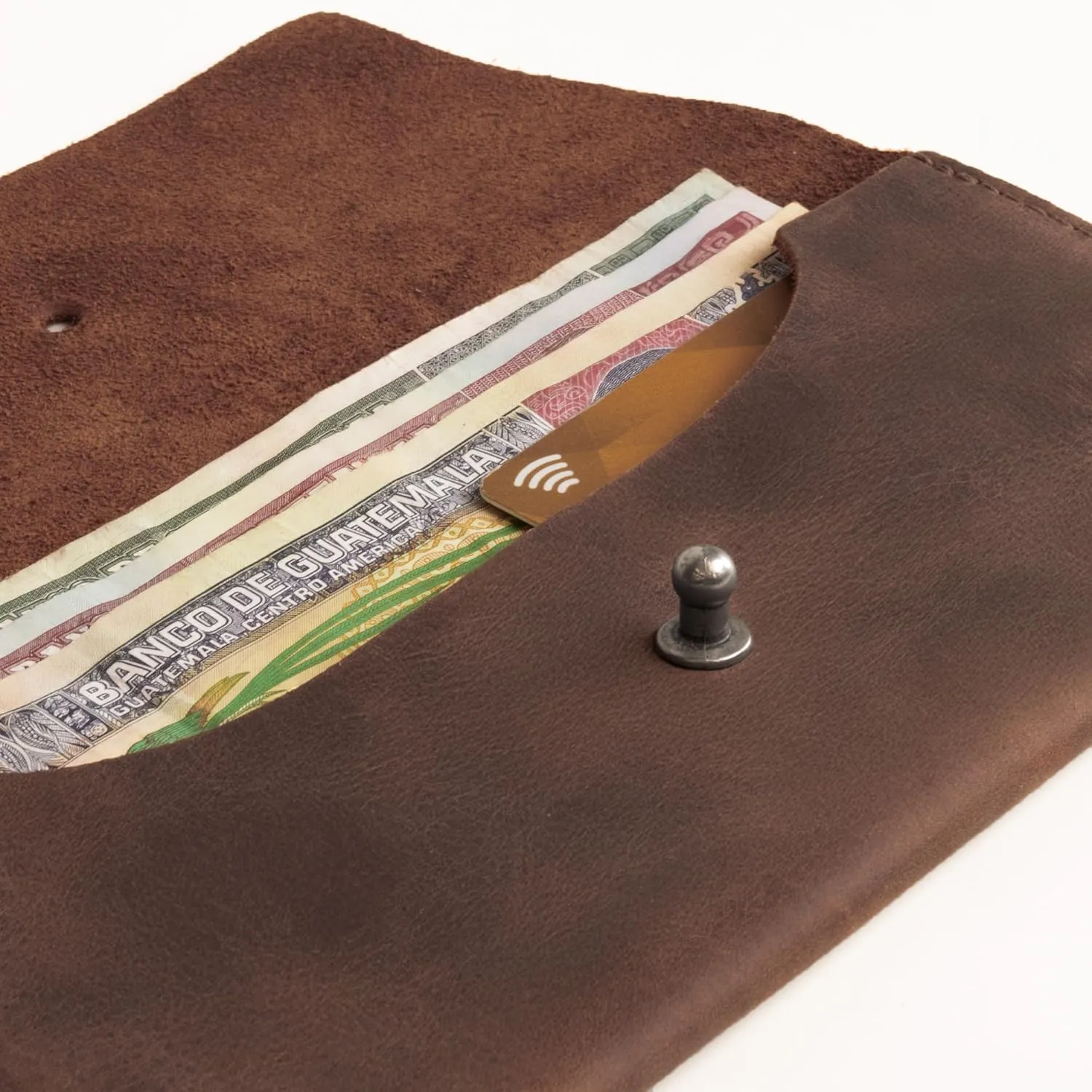 Hide & Drink, Long Utility Pouch Handmade from Full Grain Leather, Stylish Wallet for Carrying and Storing Cash, Coins, Cards