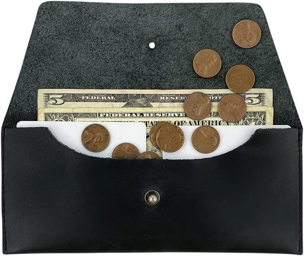 Hide & Drink, Long Utility Pouch Handmade from Full Grain Leather, Stylish Wallet for Carrying and Storing Cash, Coins, Cards