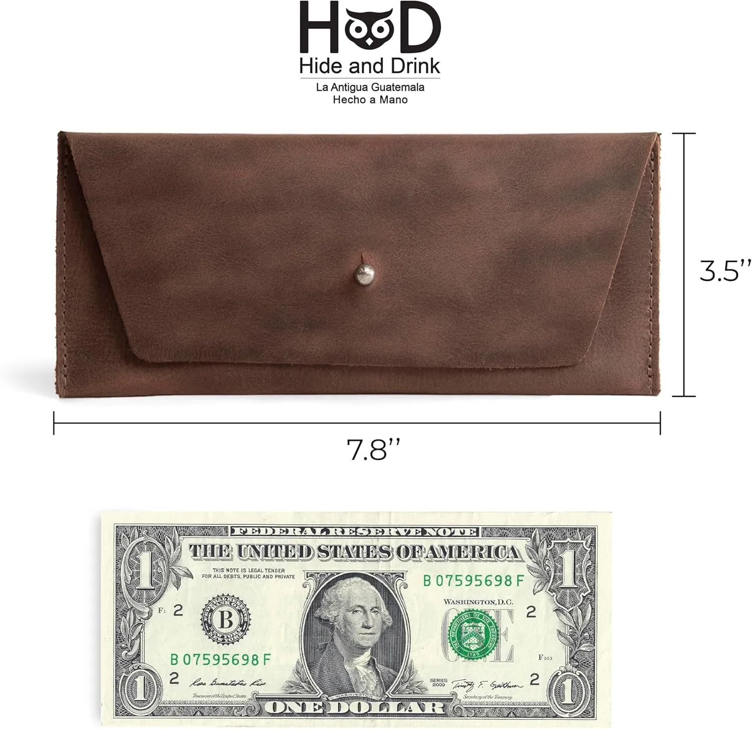 Hide & Drink, Long Utility Pouch Handmade from Full Grain Leather, Stylish Wallet for Carrying and Storing Cash, Coins, Cards