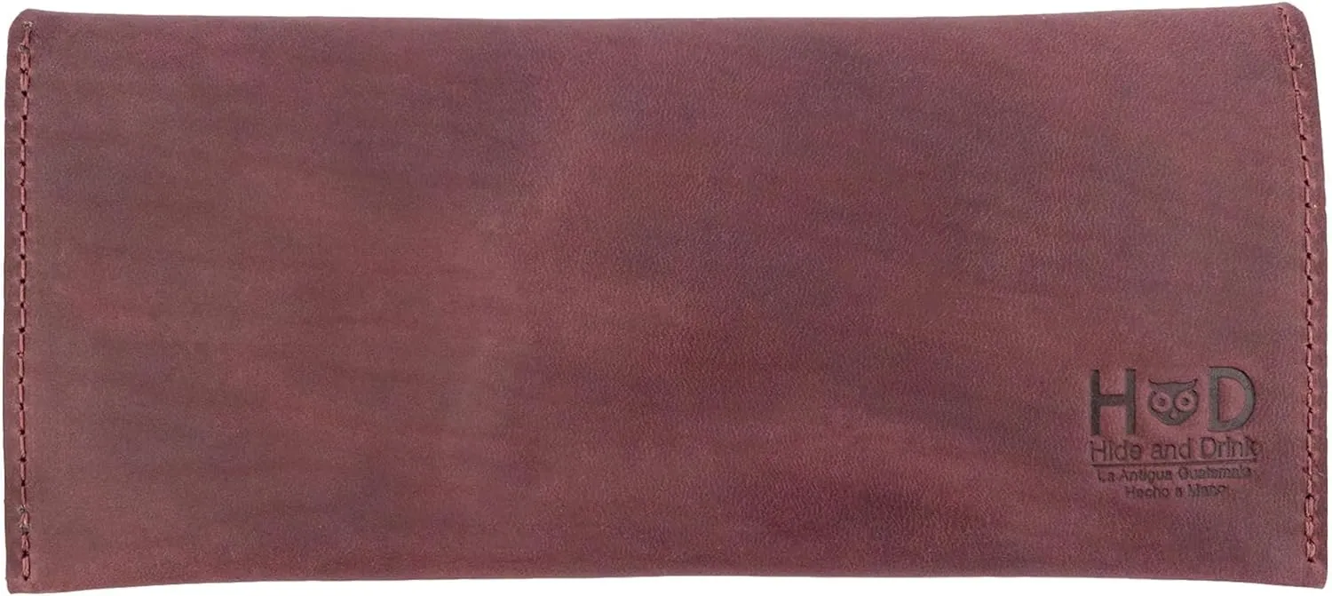 Hide & Drink, Long Utility Pouch Handmade from Full Grain Leather, Stylish Wallet for Carrying and Storing Cash, Coins, Cards