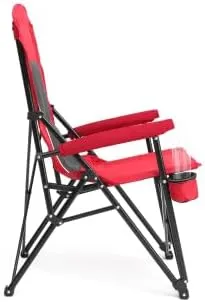 High Back Heavy Duty Lawn Chair Support 250LBS, Portable Collapsible Chair with Cup Holder (Red)