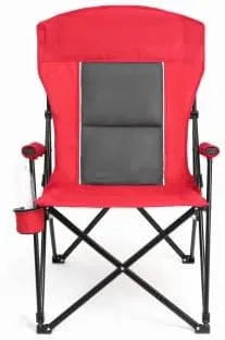 High Back Heavy Duty Lawn Chair Support 250LBS, Portable Collapsible Chair with Cup Holder (Red)