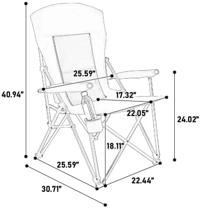 High Back Heavy Duty Lawn Chair Support 250LBS, Portable Collapsible Chair with Cup Holder (Red)