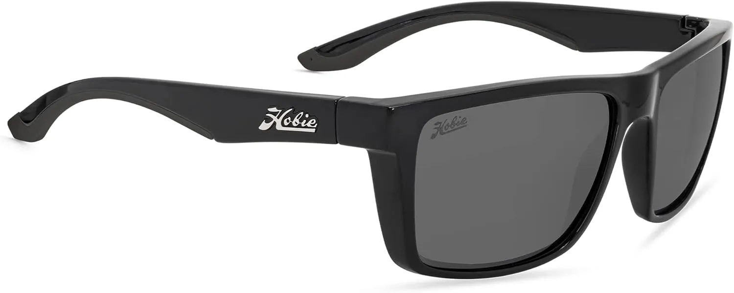 Hobie Cove Float Polarized Sunglasses for Men and Women - Hydroclean 360 Polarized, Floating Frame, UV Protection - Lightweight Sun Glasses for Men - Shiny Black Frame, Grey Nylon Lens