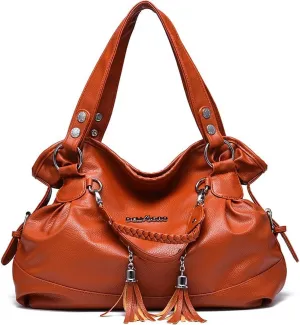 Hobo Purse for Women Large Shoulder Bag Leather Tote Fashion Top-Handle Bag Handbag with Tassel