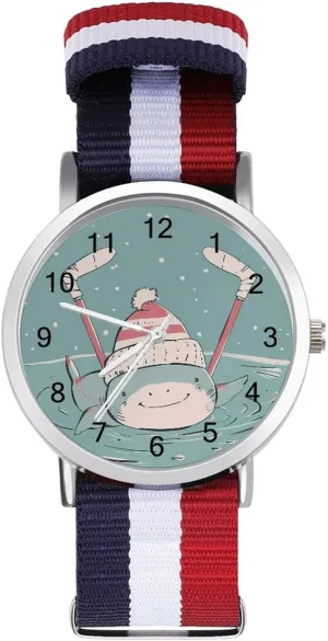 Hockey Shark Casual Wrist Watches for Men Women Simple Large Face Watch Running Workout Work