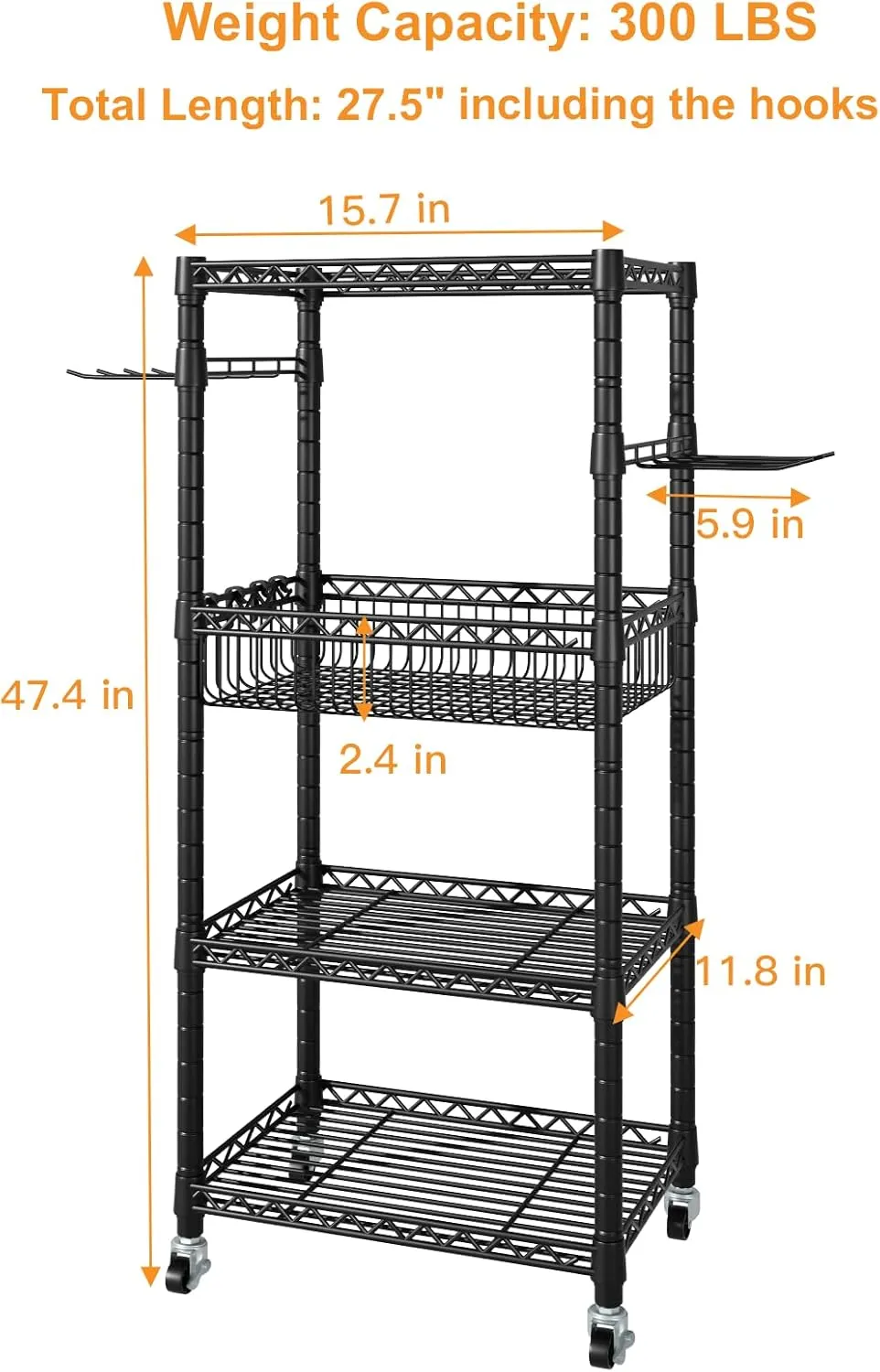 Home Gym Storage, 3 Tiers Workout Equipment Organizer with Wheels for Yoga Mats, Foam Roller, Dumbbells, Kettlebells, and Resistance Bands