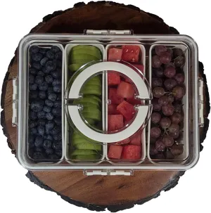 Home Is Where Premium 4 Compartment Snackle Box Container for Road Trip Essentials - Ideal Travel Snack Container and Snackle Box - Perfect Meal Prep Tray and Portable Salad Bar for Family Adventures
