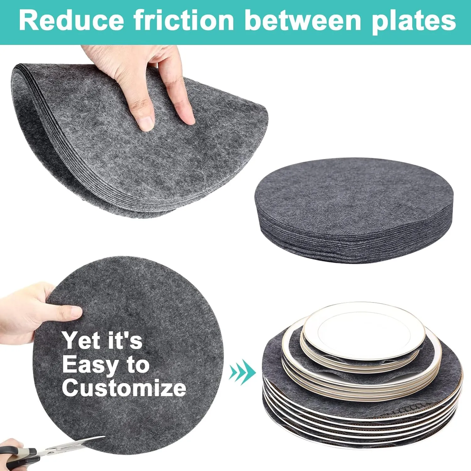 homyfort China Storage Containers - Dinner Plate Storage with Lid, Handles, Hard Shell Dinnerware Storage Protectors for Moving Bowls, Saucer, Padded Protective Storage, 12x12, 2 Pack