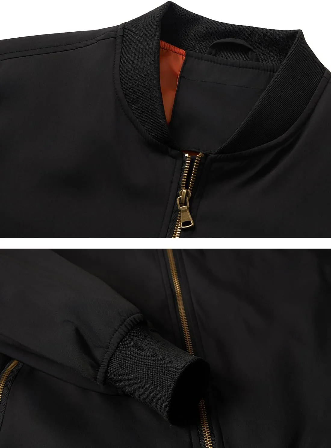 HOOD CREW Men’s Bomber Jacket Lightweight Casual Stylish Spring Fall Windbreaker Zip Up Outwear Coat with Pockets