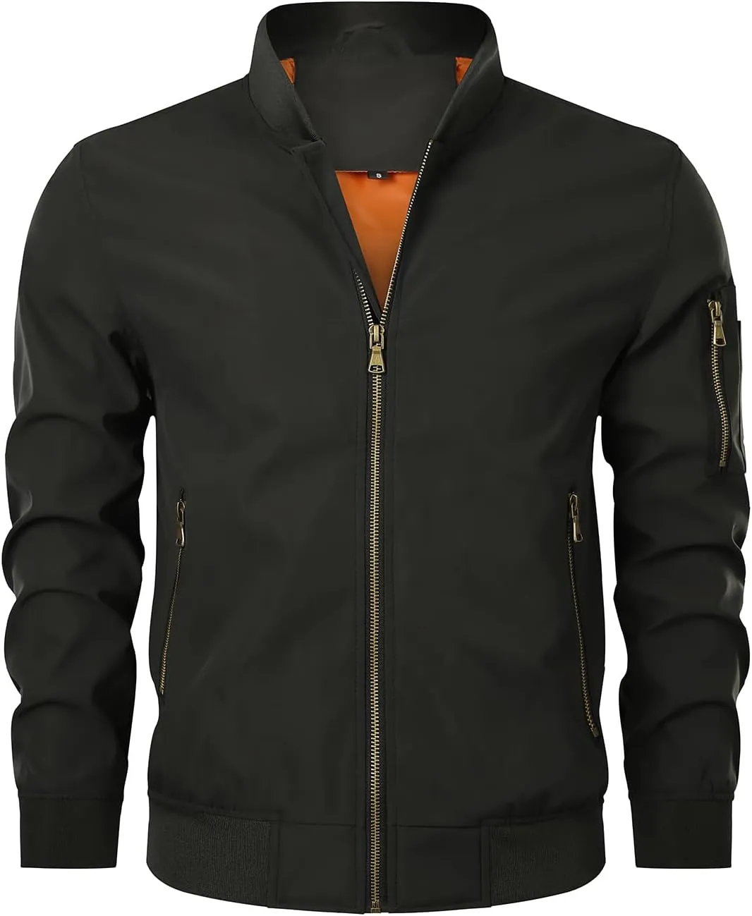 HOOD CREW Men’s Bomber Jacket Lightweight Casual Stylish Spring Fall Windbreaker Zip Up Outwear Coat with Pockets
