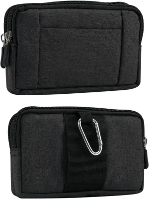 Horizontal Cell Phone Waist Bag Men Black, Waterproof Cell Phone Holder, 5.2"Multifunction Smartphone Belt Clip Holster Nylon Small Outdoor Sport Case Slot Travel Wallet Belt Bag Purse Handbag