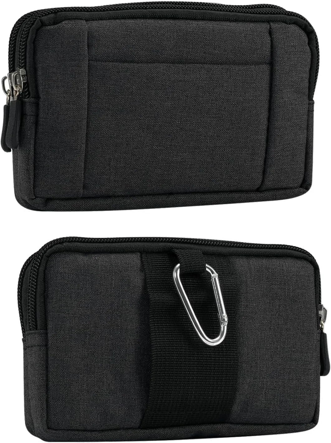 Horizontal Cell Phone Waist Bag Men Black, Waterproof Cell Phone Holder, 5.2"Multifunction Smartphone Belt Clip Holster Nylon Small Outdoor Sport Case Slot Travel Wallet Belt Bag Purse Handbag