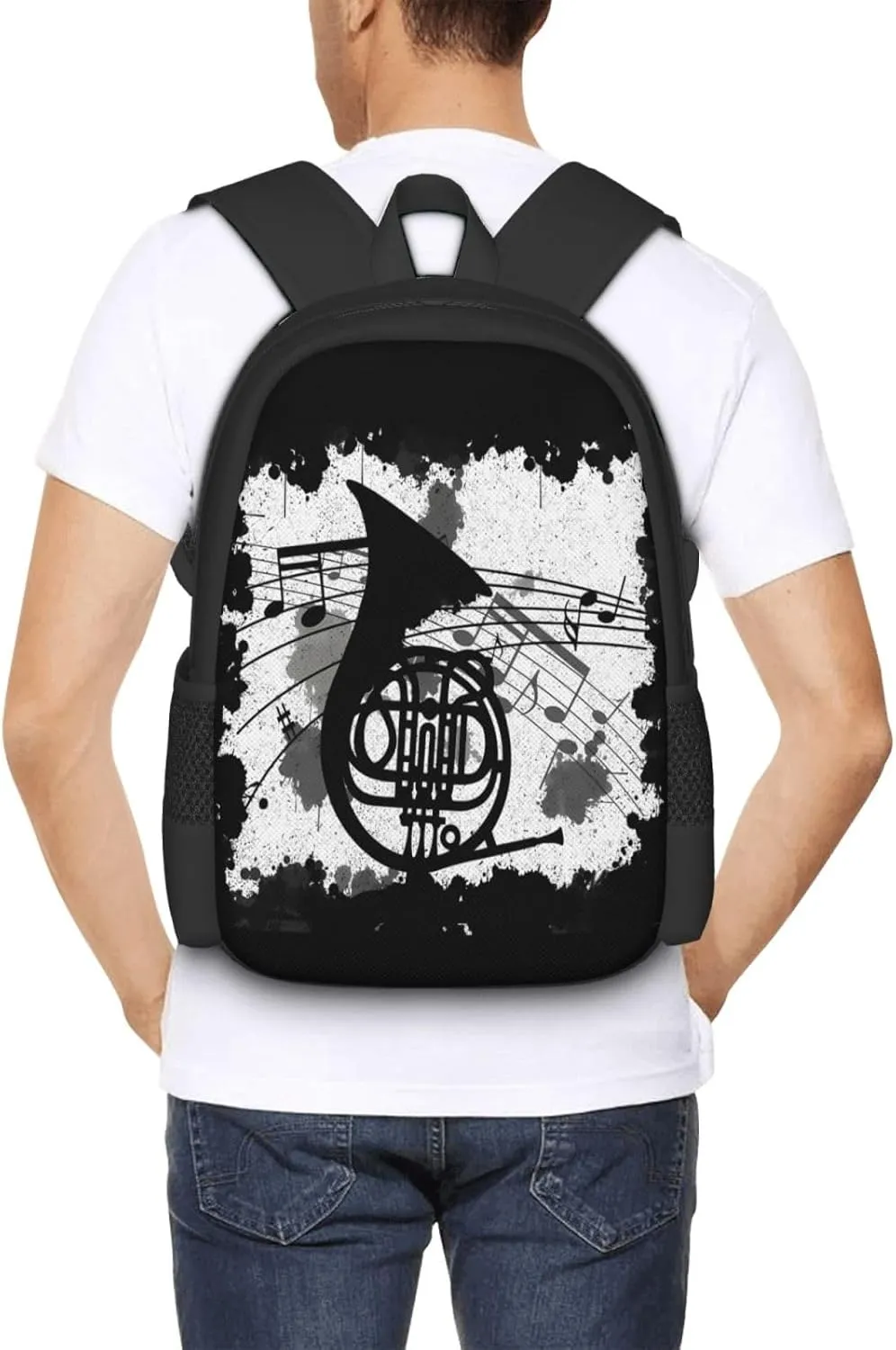 Horn Music Dirty Backpack Minimalist Large Capacity Backpack 16.5 inch Leisure Travel Daypack