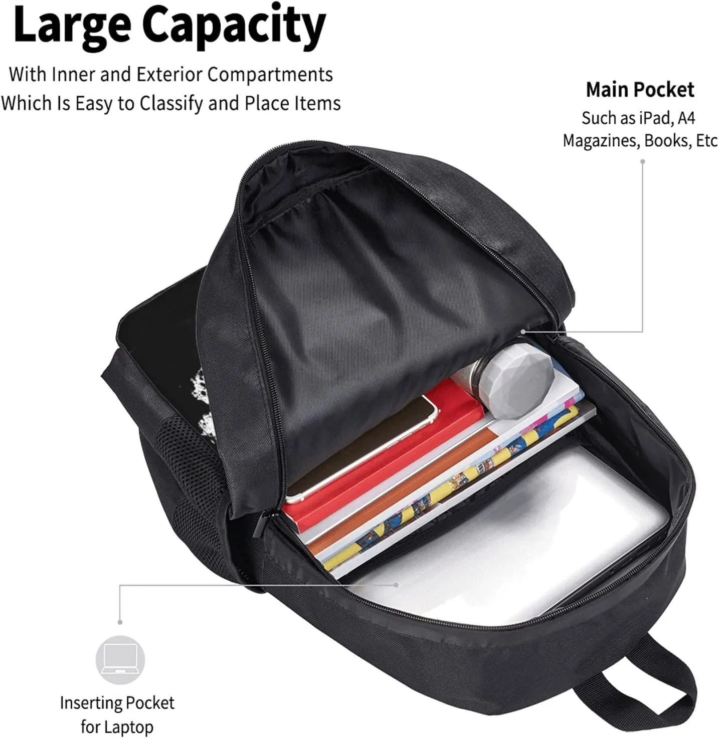 Horn Music Dirty Backpack Minimalist Large Capacity Backpack 16.5 inch Leisure Travel Daypack