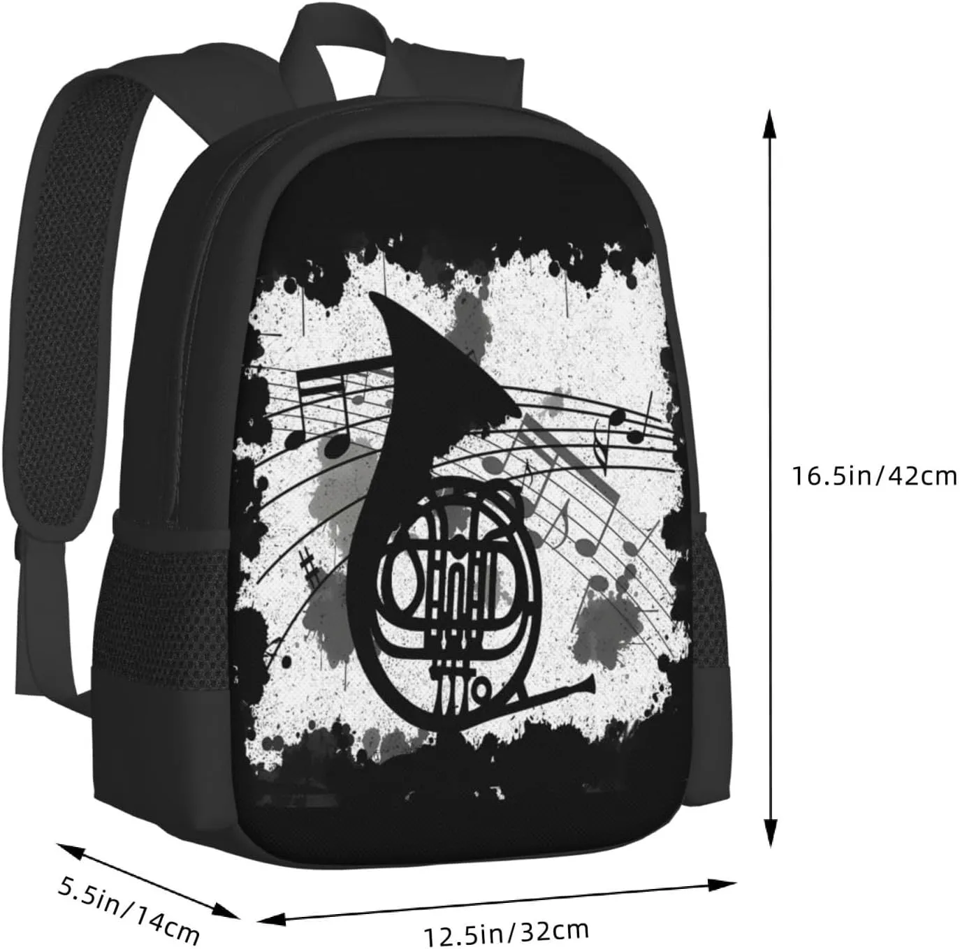 Horn Music Dirty Backpack Minimalist Large Capacity Backpack 16.5 inch Leisure Travel Daypack