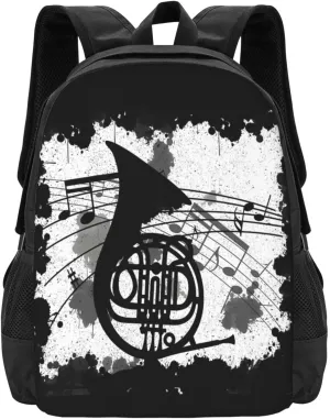 Horn Music Dirty Backpack Minimalist Large Capacity Backpack 16.5 inch Leisure Travel Daypack