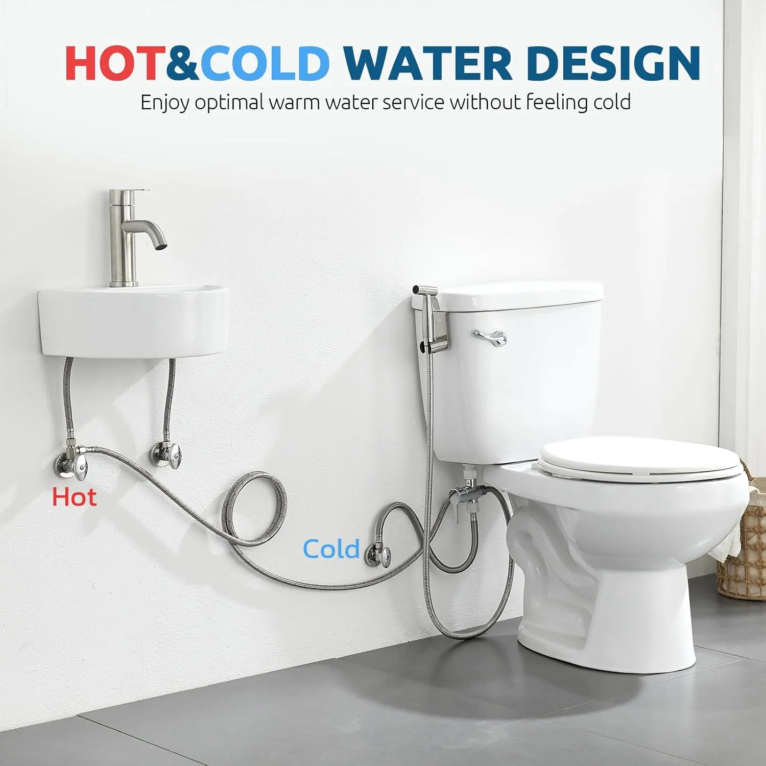 Hot and Cold Handheld Bidet Sprayer for Toilet, Warm Water Bidet with Adjustable Pressure, Muslim Shower Bidet Warm Water for Feminine Wash