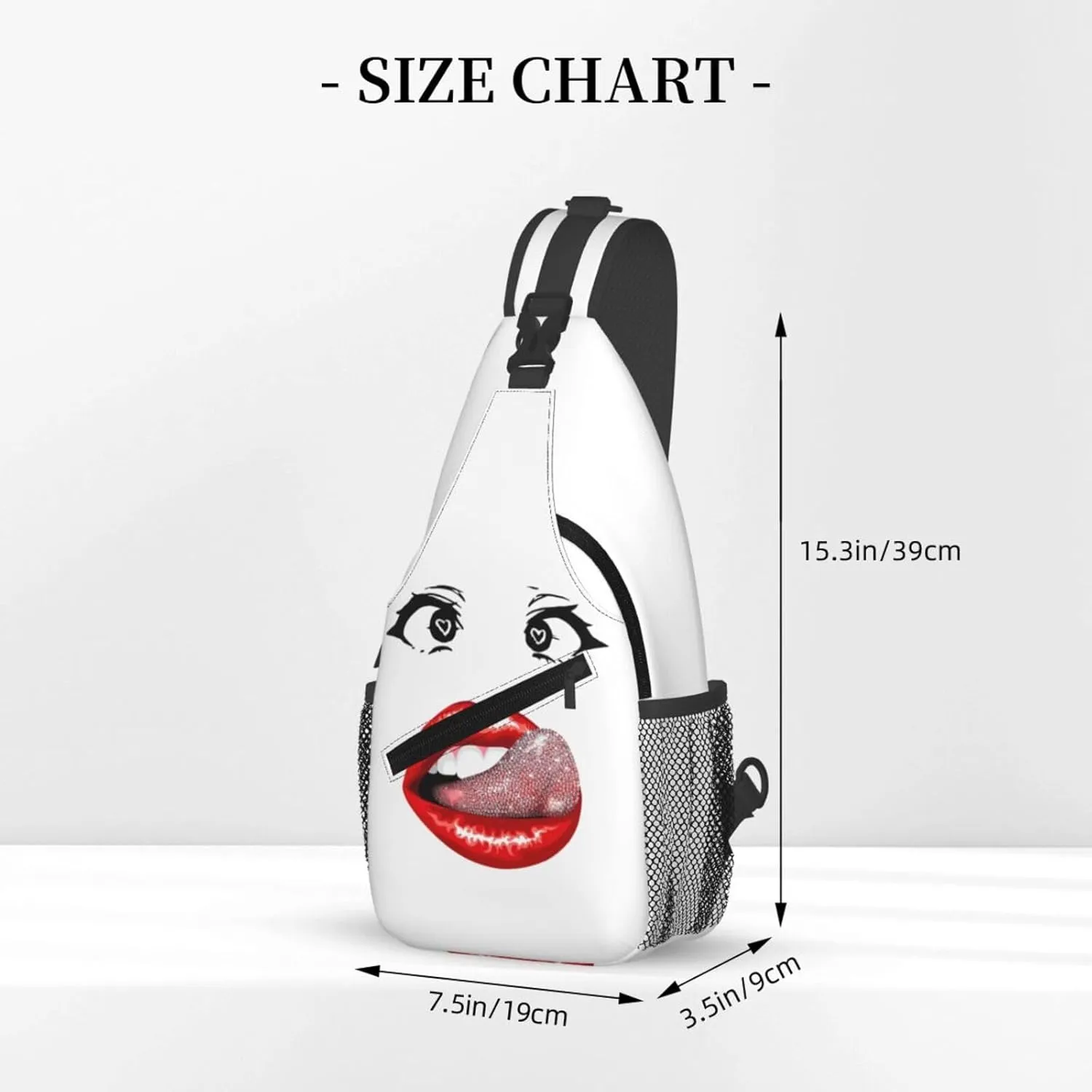 Hot Red Lips Stick Out Tongue Crossbody Bag Cross Chest Bag Adjustable Sling Backpack Sports Gym Shoulder Bags Travel Cycling Daypack Diagonally Casual Rucksack