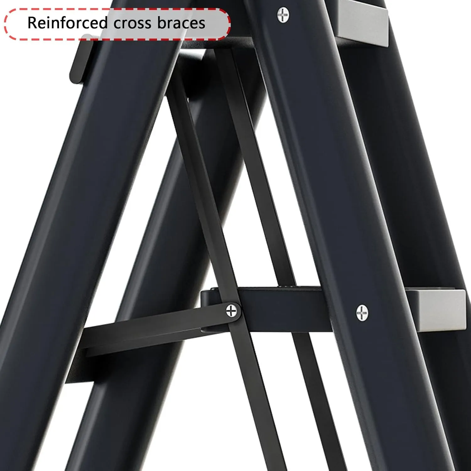Household Multi-Functional Folding Herringbone Ladder Portable Climbing Frame Thickened Aluminum Alloy Anti-Rust Flower Stand (Color : Red, Size : Two Steps)