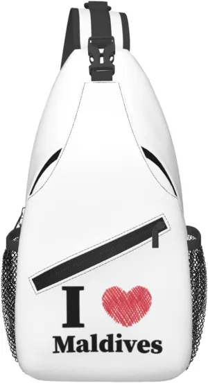 I Love Maldives Crossbody Bags For Women Men Chest Backpack Gym Shoulder Bag Travel Outdoor Sports Casual Crossbody Bags