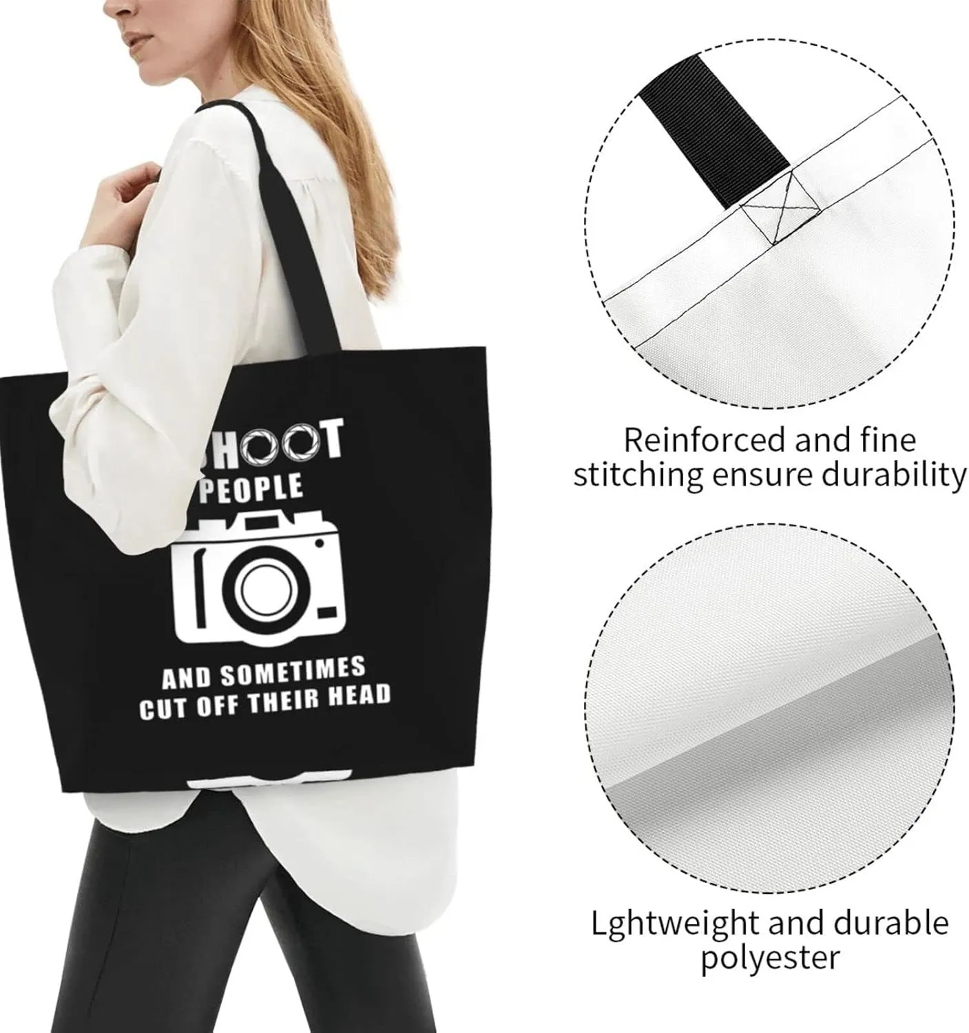 I Shoot People Photographer Women'S Lightweight Canvas Handbag Reusable Shopping Bag