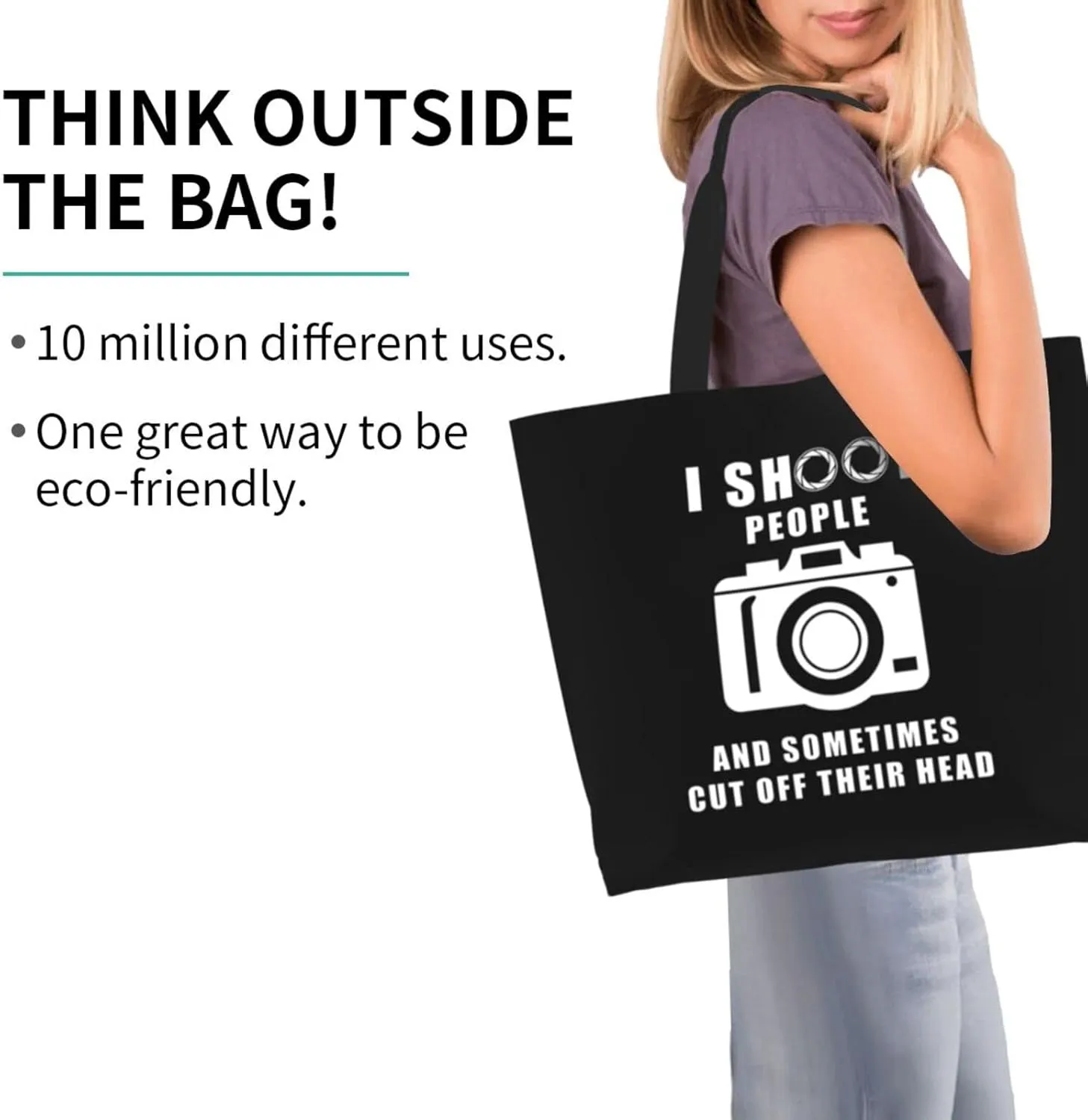 I Shoot People Photographer Women'S Lightweight Canvas Handbag Reusable Shopping Bag