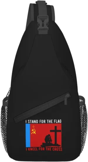 I Stand For The Russian Soviet Flag And I Kneel For The Cross Crossbody Bags For Women Men Chest Backpack Gym Shoulder Bag Travel Outdoor Sports Casual Crossbody Bags