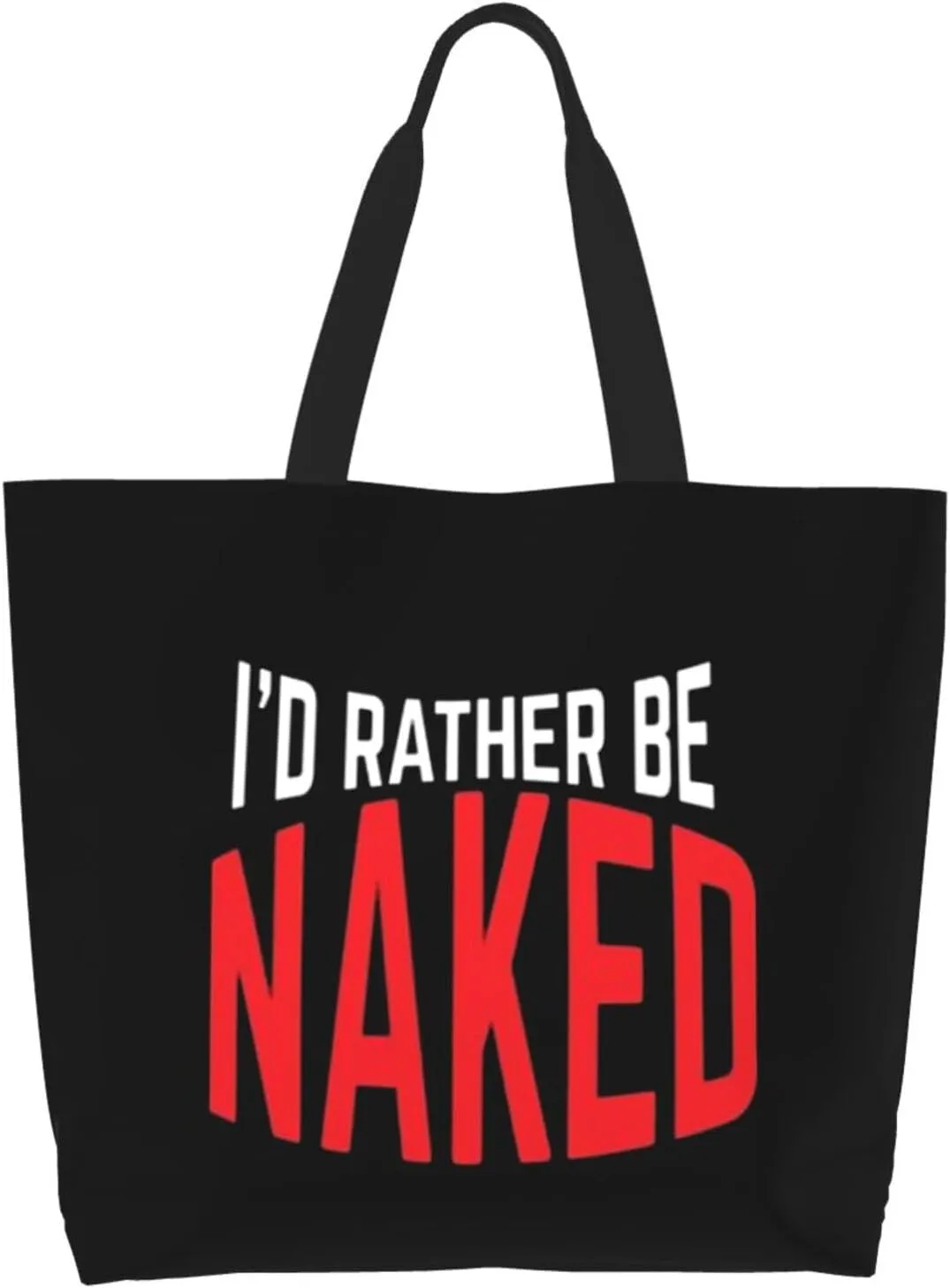 I'd Rather Be Naked Women's Lightweight Canvas Handbag Waterproof Reusable Shopping Bag