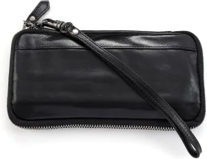 IJUN Handmade Vintage Long Wallet for Men - Full Grain Oil Vegetable Tanned Cowhide Leather