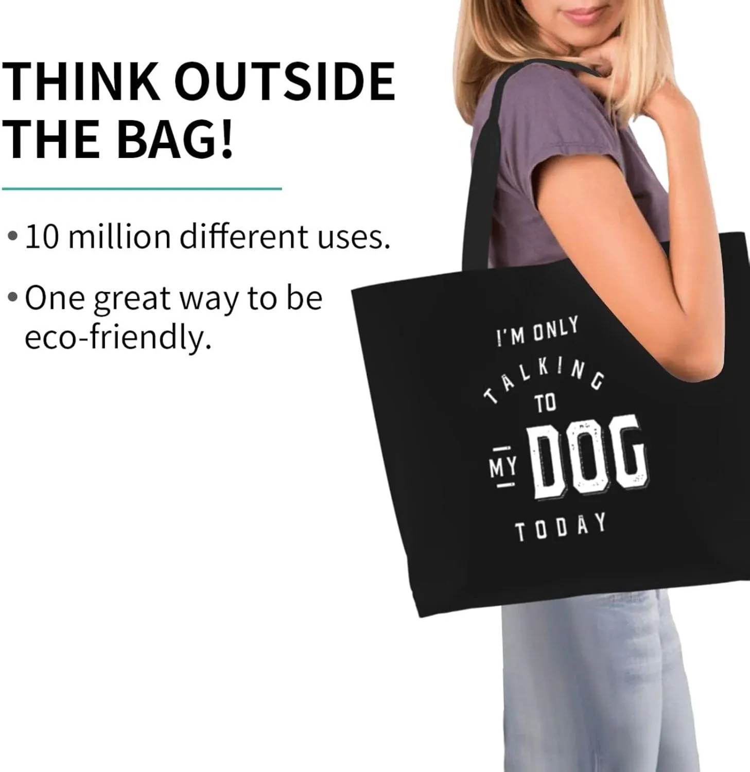 I'M Only Talking To My Dog Today Women'S Lightweight Canvas Handbag Reusable Shopping Bag