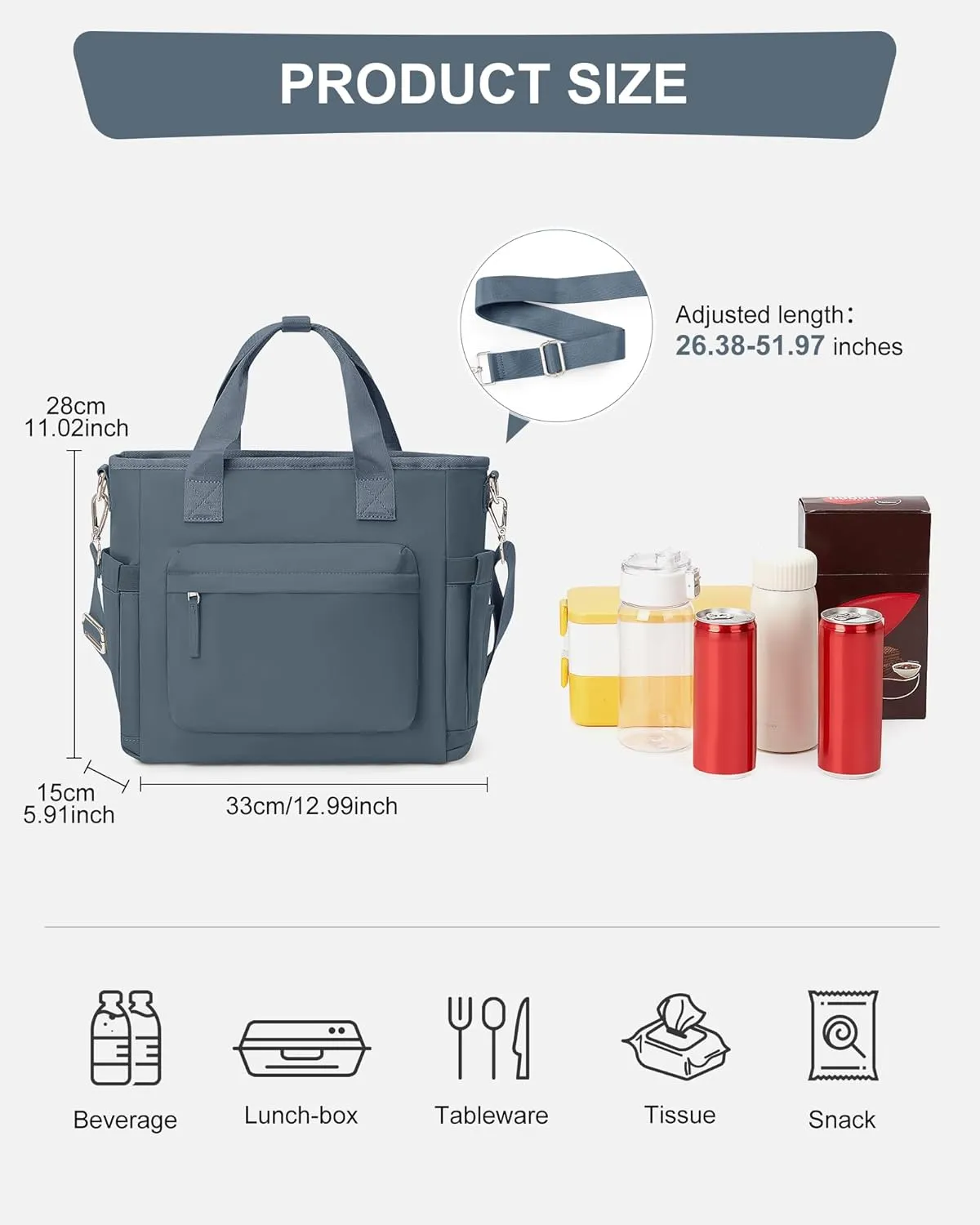 Insulated Lunch Bag Women Large Lunch Tote Bag with Shoulder Strap Adult Lunch Box Bags for Women Men Work Royal Blue Lunch Boxes with Water Bottle Holder