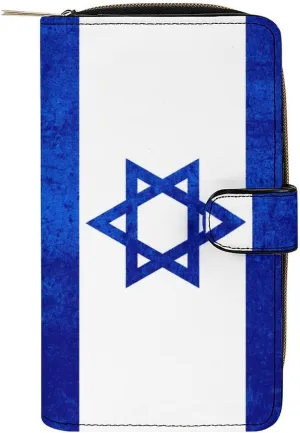 Israel Flag Long Wallet for Men Women, PU Leather Large Travel Long Purse Clutch with Zipper