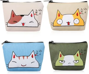 iSuperb Pack of 4 Canvas Coin Purse Change Cash Bag Zipper Small Purse Wallets