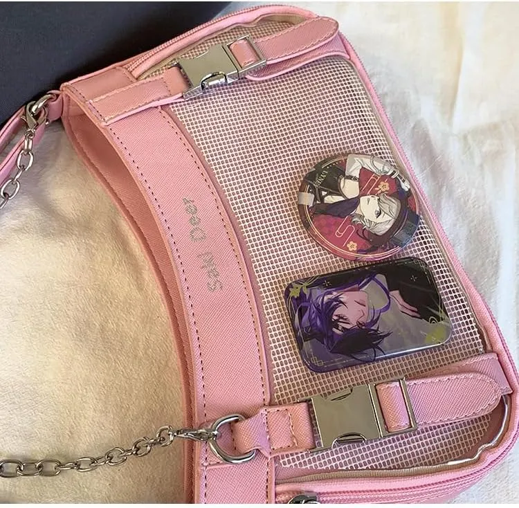 Ita Bag Crossbody Y2k Purse Coquette Anime Itabags Handbag Shoulder Bag Grunge Pin Display Bag Lolita Purse Cutecore (Pink)
