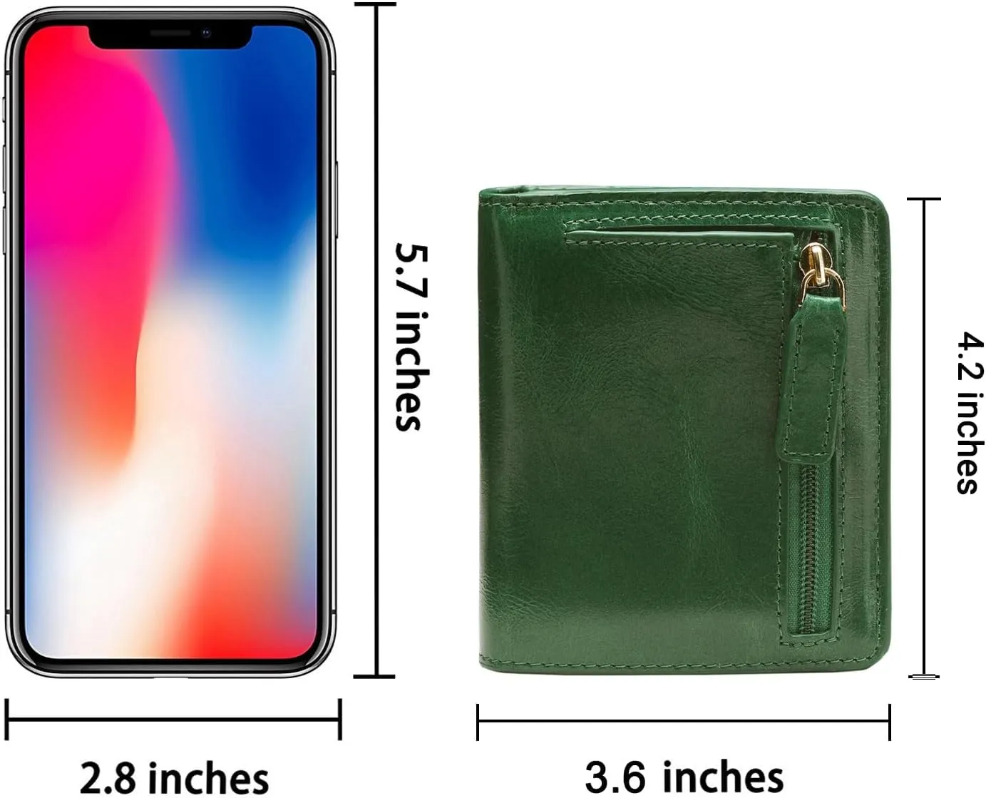 Itslife Women's Rfid Blocking Small Compact Bifold Leather Pocket Wallet Ladies Mini Purse with id Window (Waxed Dark Green)