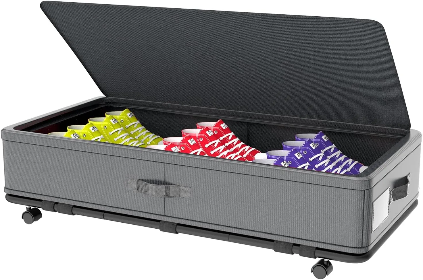 IUI Underbed Storage with Wheels & Lid | 50L Large Capacity Rolling Under Bed Storage Containers | for Clothes, Shoes, Blankets, Books, Toys | Gray
