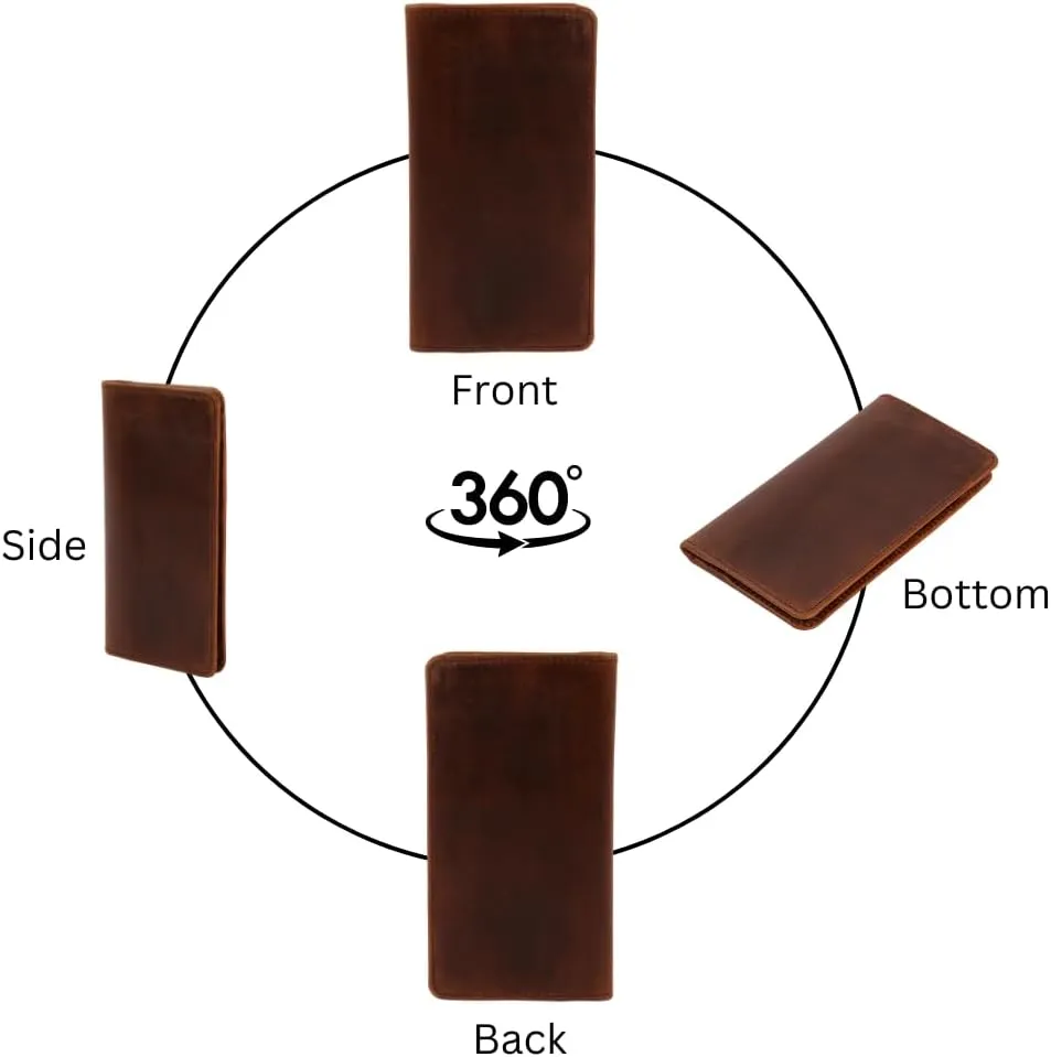 Jajmo Legacy Bifold Genuine Leather Long Vintage Wallet Checkbook Card Case Holder For Men