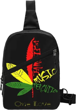 Jamaika Music Reggae Portable Sling Bags Packable Crossbody Bag Foldable Sport Daypack Reusable Shoulder Backpack Diagonally Chest Bag for Workout Travel