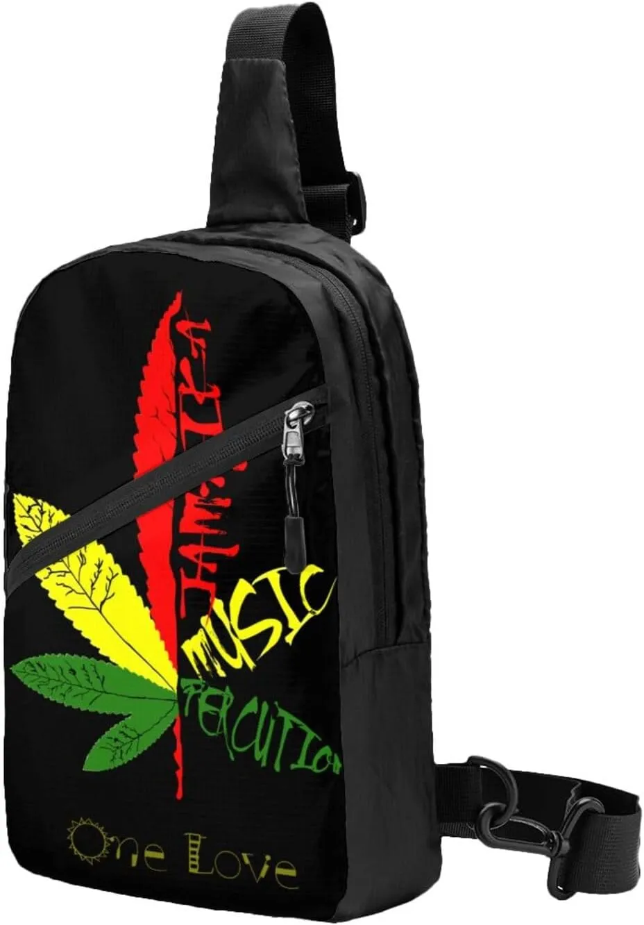 Jamaika Music Reggae Portable Sling Bags Packable Crossbody Bag Foldable Sport Daypack Reusable Shoulder Backpack Diagonally Chest Bag for Workout Travel