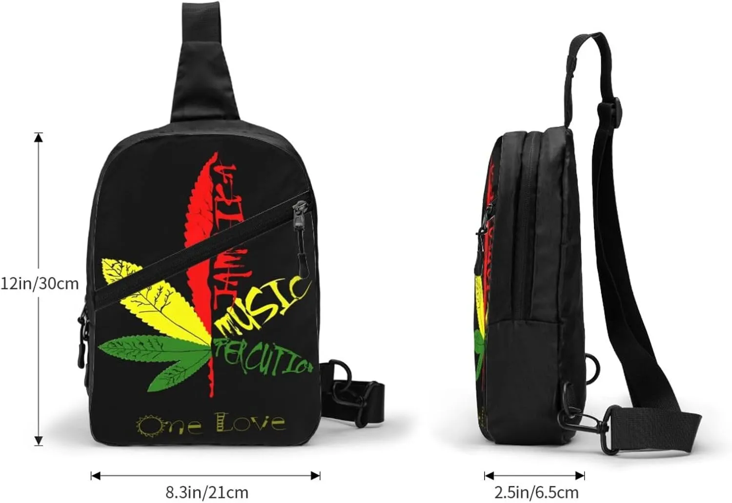 Jamaika Music Reggae Portable Sling Bags Packable Crossbody Bag Foldable Sport Daypack Reusable Shoulder Backpack Diagonally Chest Bag for Workout Travel