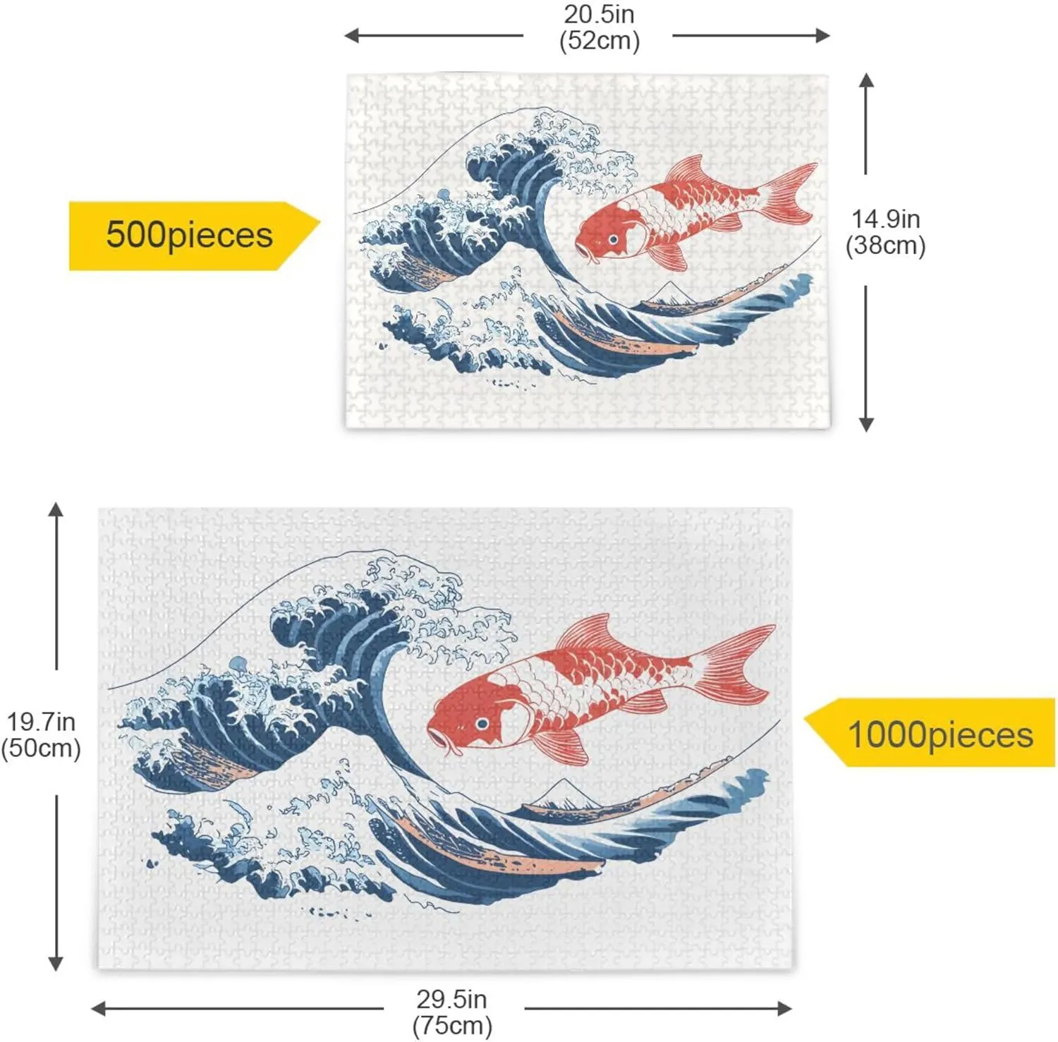 Japan Japanese Print Ukiyo-e Wave Fish Jigsaw Puzzles 500 Pieces Toy Games Educational Gift Home Decor for Adults Kids S0406023